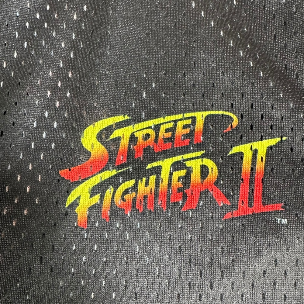 Street Fighter II Mens Baseball Jersey Black White Split Kanji Graphic Shirt M - Picture 11 of 14